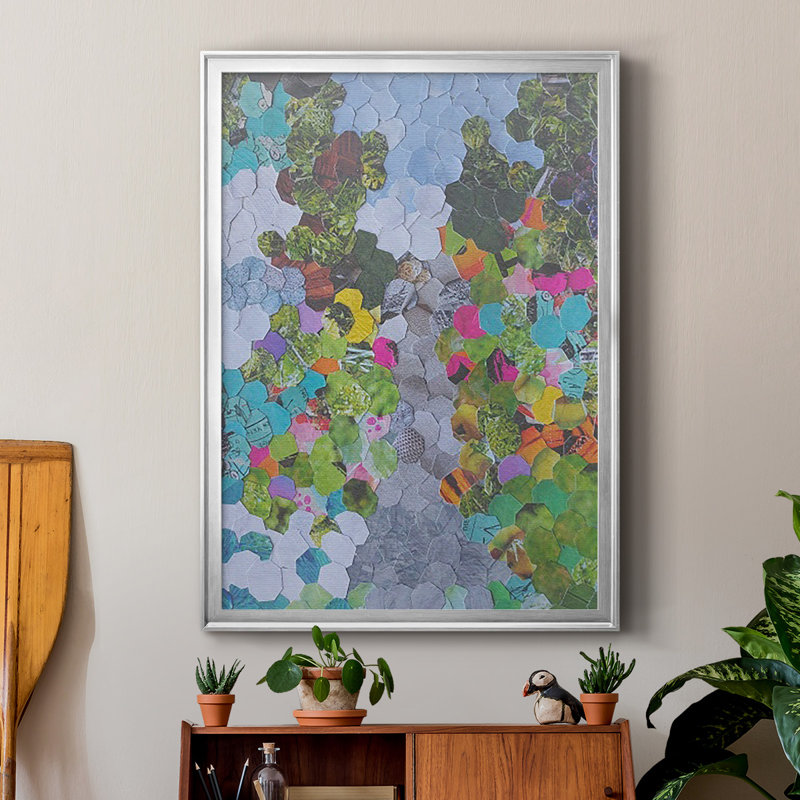 Magenta Garden, reproduction encadrée de qualité supérieure - prête à être accrochée, Encadrement argenté