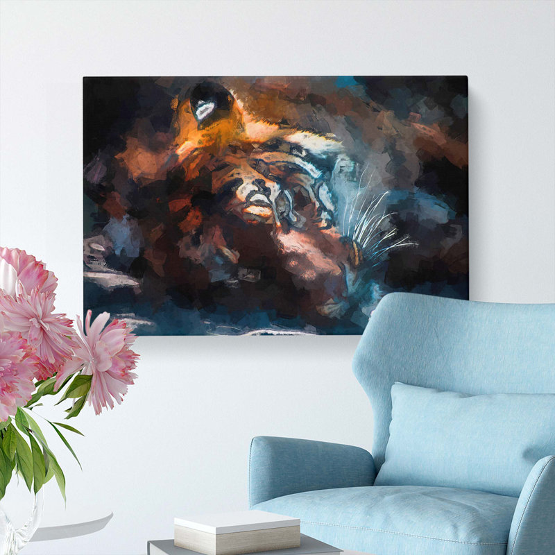 Tiger In The Shade In Abstract - Wrapped Canvas Print, 60cm H x 91cm W x 3cm D