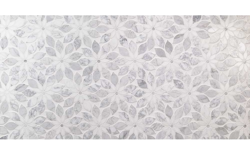 Thistle 12.4" X 14.13" Marble Waterjet Mosaic Tile (1.21 Sq. Ft. / Sheet), Winds Breath