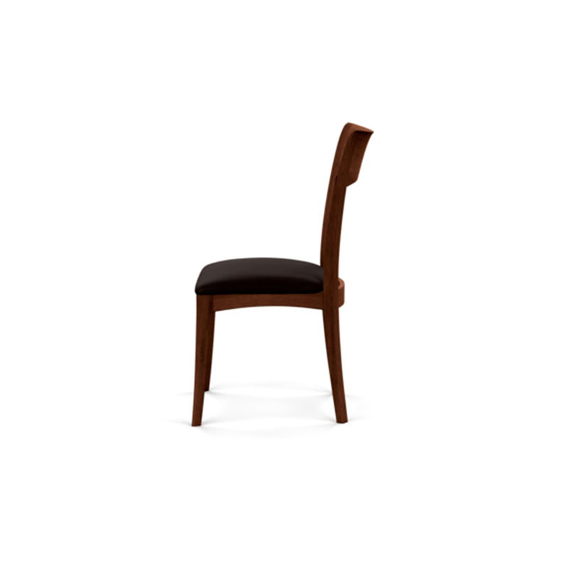 Ingrid Upholstered Dining Chair, Cognac Cherry, Ebony Leather
