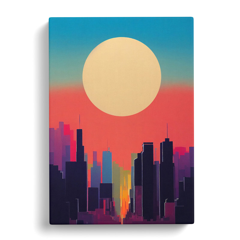 XC1022-4776X Trendy City Skyline Abstract - Wrapped Canvas Print, 50cm H x 35cm W x 3cm D