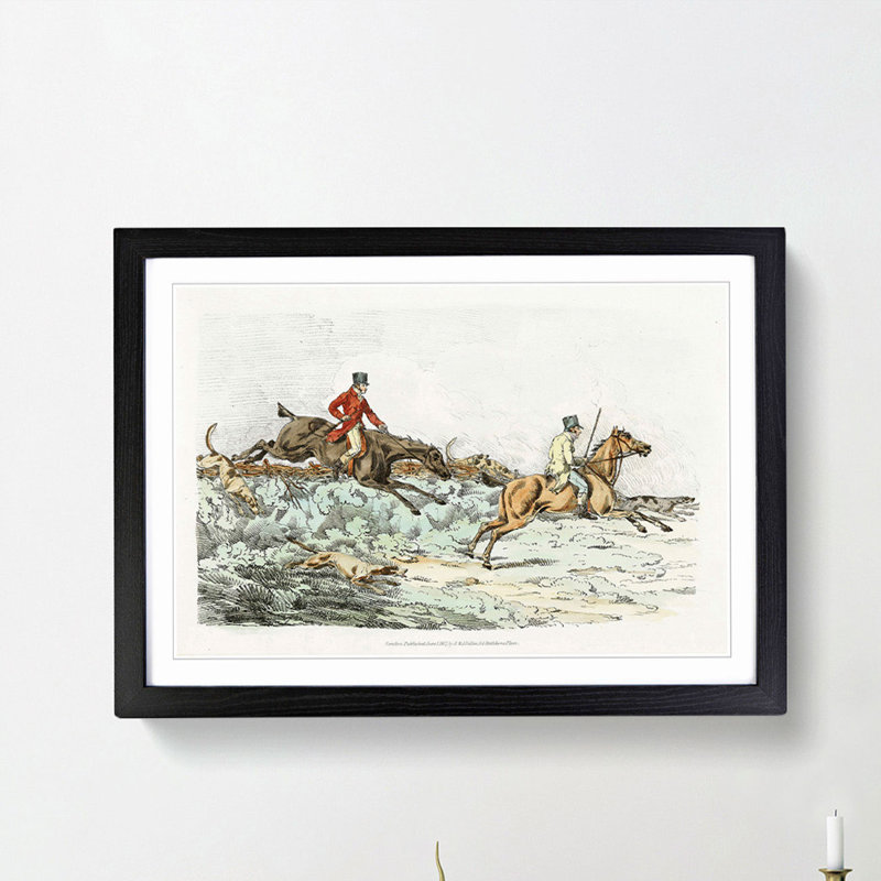 Hounds on the Hunt by Henry Alken - Framed Print, 48cm H x 65cm W x 2cm D, Black Framed