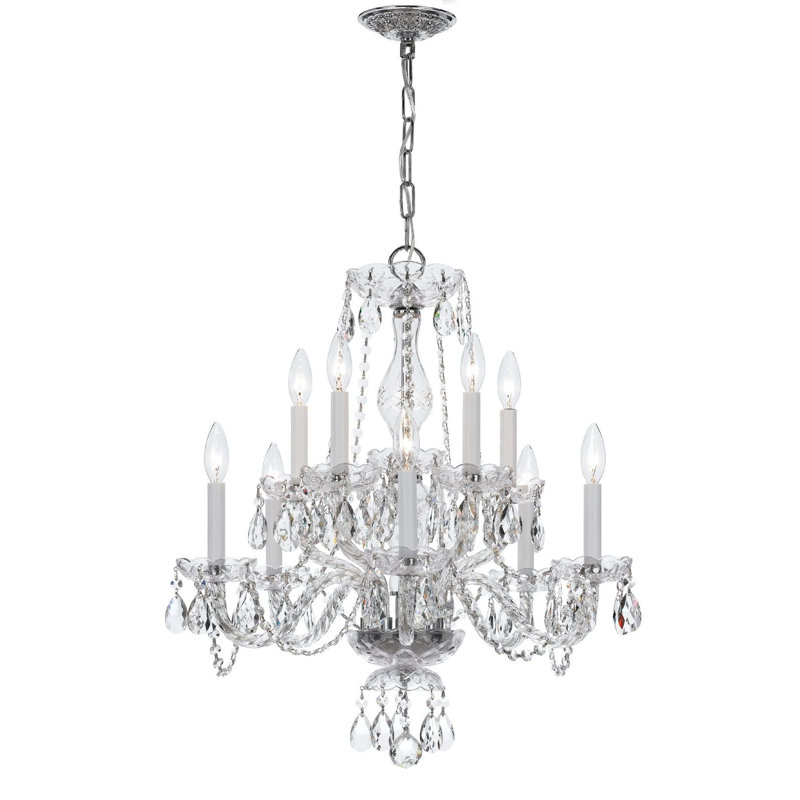 Hetrick 10 - Light Candle Style Classic / Traditional Chandelier, Swarovski Spectra/Chrome