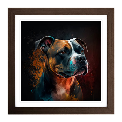 Staffordshire Bull Terrier Digital Art - Single Picture Frame Print on Wood