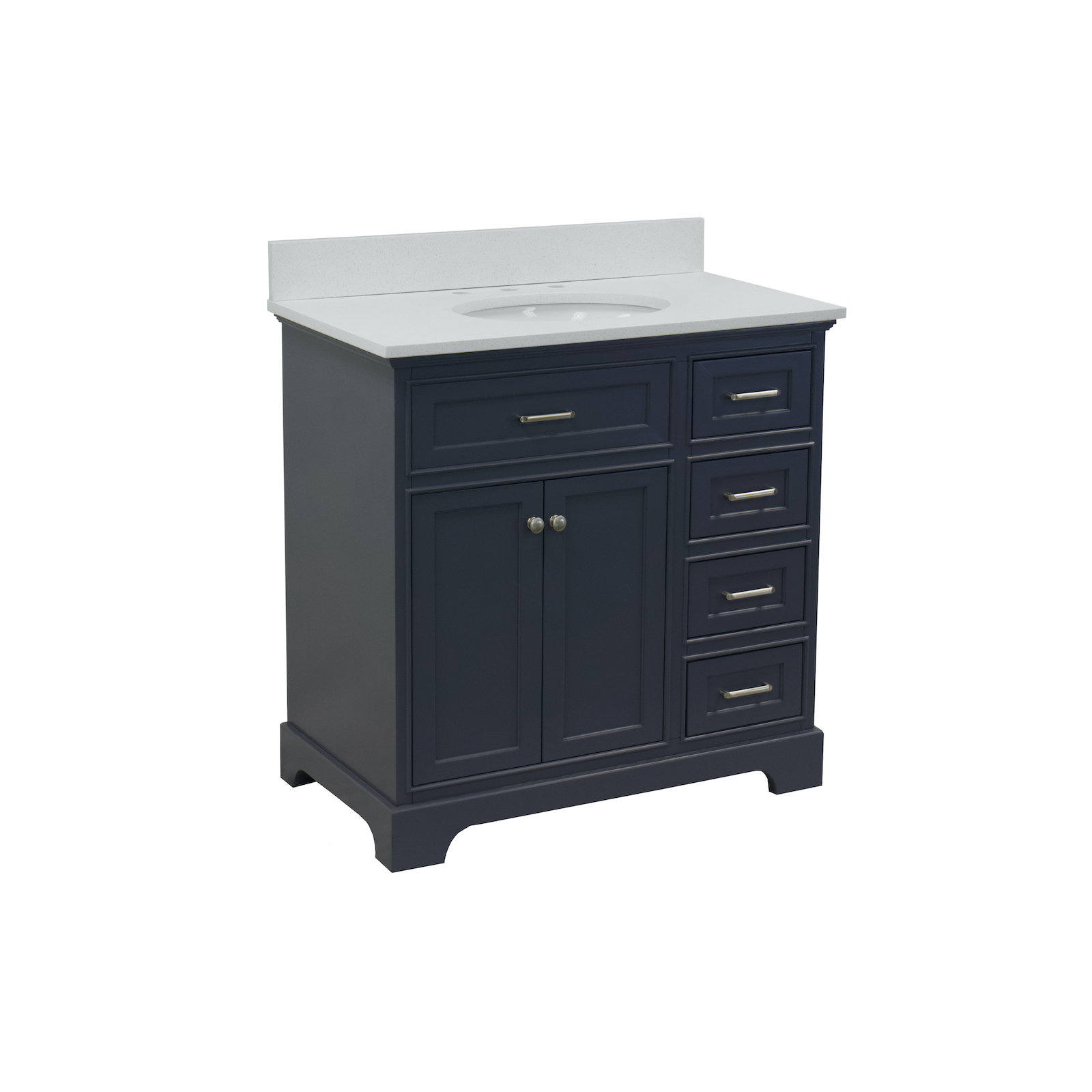 Ronnie 36'' Single Bathroom Vanity, Marine Gray, Quartz