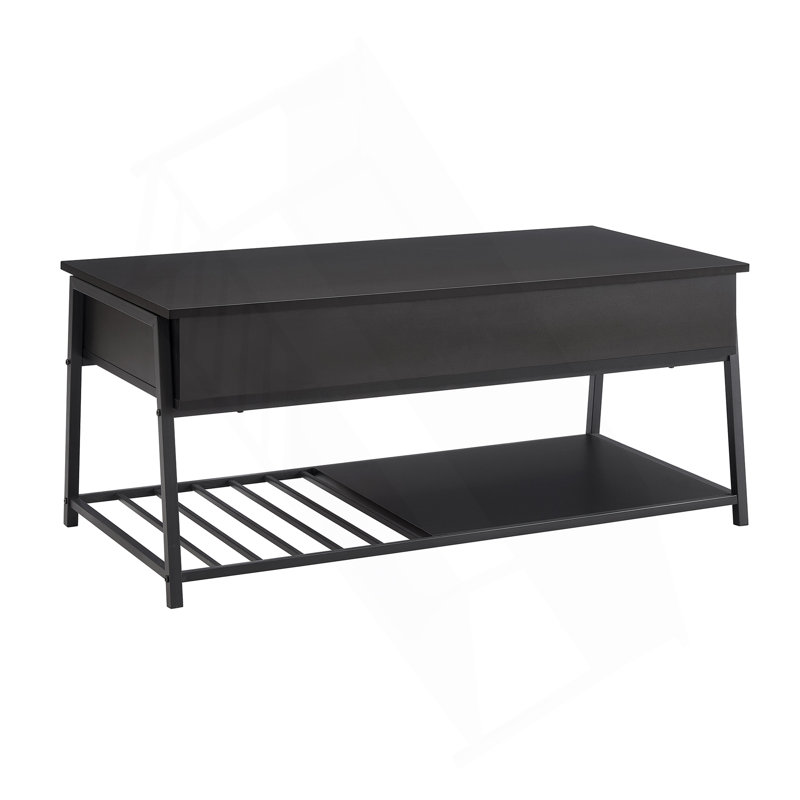 Coffee Table, 42" L, Cocktail, Lift-top, Rectangular, Storage, Living Room, Contemporary, Modern, Black
