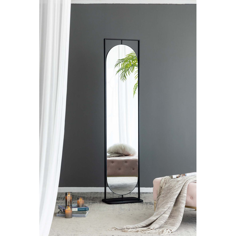 Metal Floor Mirror with Shelves