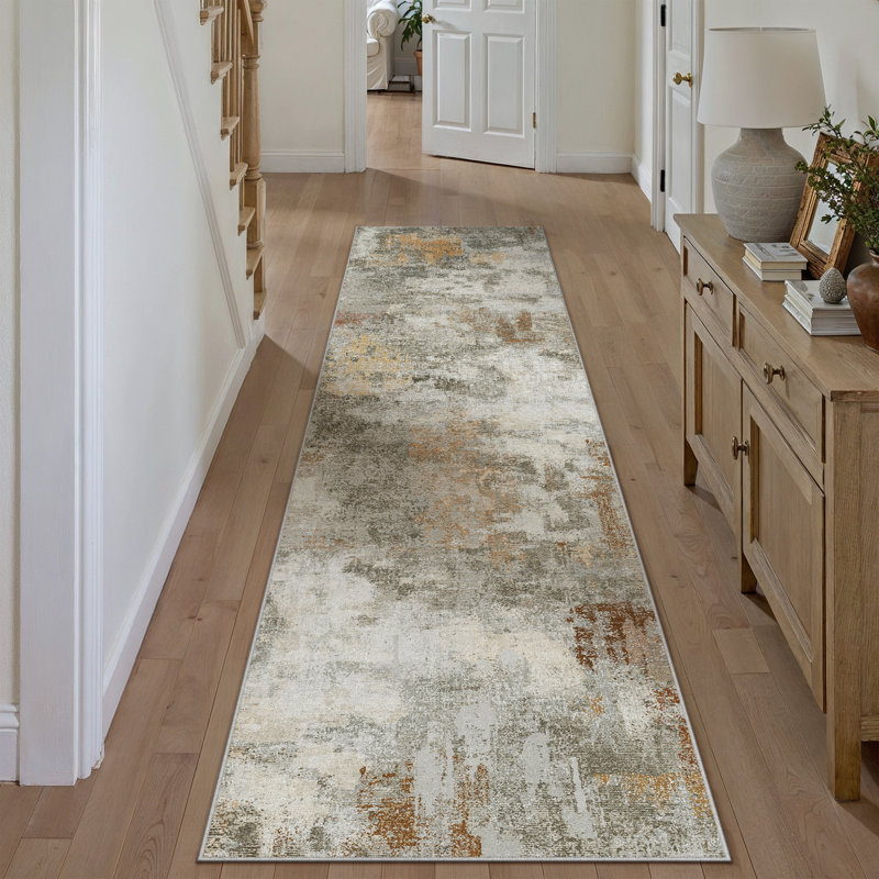 Tapis moderne lavable à la machine avec envers en caoutchouc antidérapant, Tapis de couloir 2 pi x 8 pi