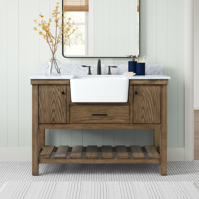 Meuble-lavabo simple 48 po avec dosseret Pelaghia, Bois flotté