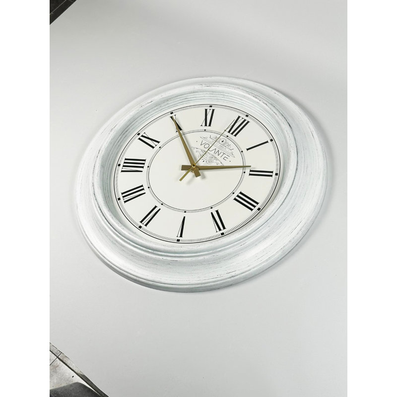 Elegant Decorative Wall Clock, 17.7 Inches Diameter, Black/White/Gold Color | 100% Plastic with Real Glass Cover, Thickness: 1.8 Inches | Perfect for Home, Office & Living Spaces, Stylish and Functional Design