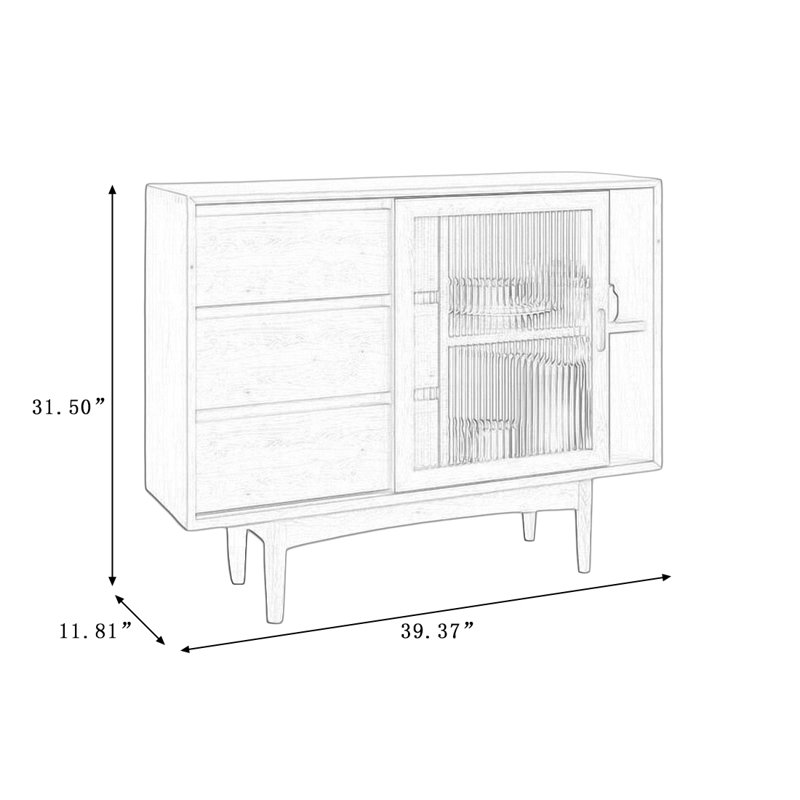 Buffet Modern, H 31,5 po x l 39,37 po x P 11,81 po, Brun noisette