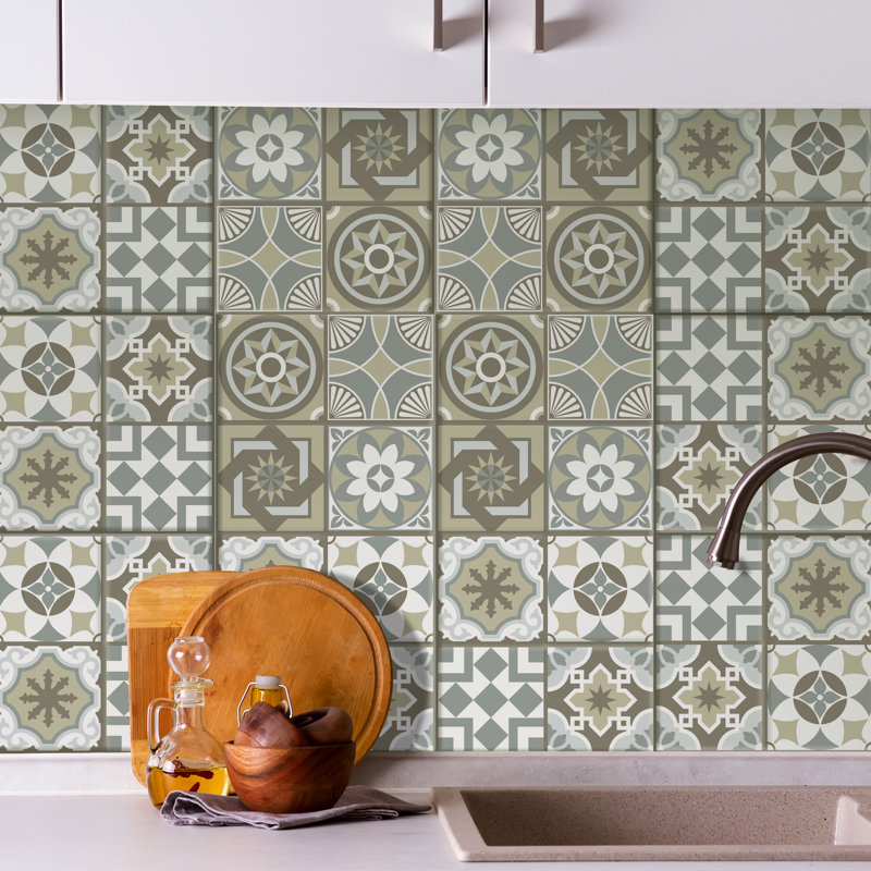 Aleydis Limestone Spanish Glossy 3D Sticker Tile 15.24cm x 15.24cm