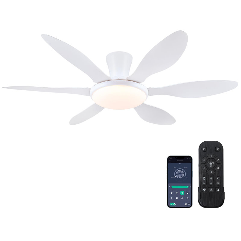 Ventilateur de plafond encastré 51 po et télécommande, Blanc