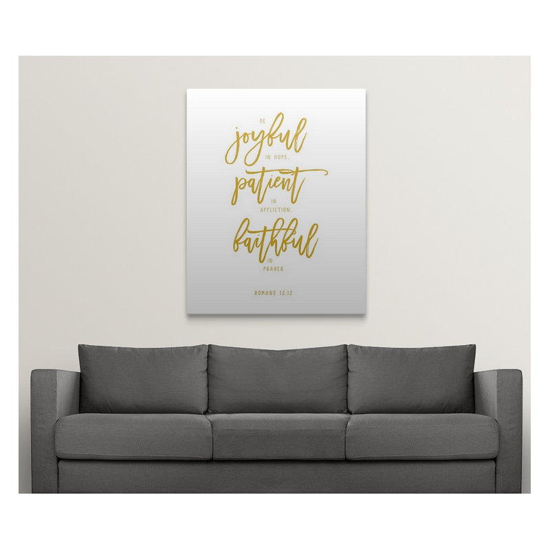«Romans 12: 12 - Scripture Art», art textuel, H 30 po x l 24 po x P 1,5 po, Toile