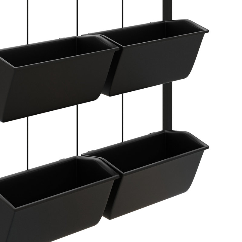 Jardinière murale noire avec 6 contenants - 3 pots à vider pour les légumes, les fleurs et les herbes