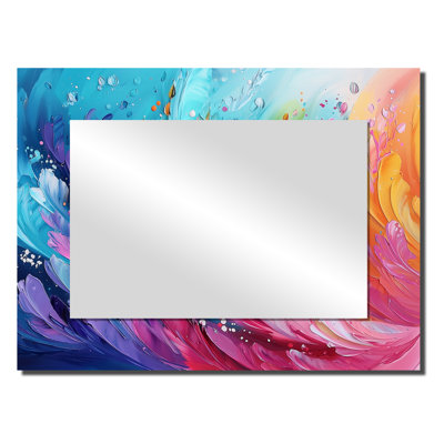 Blue And Purple Rainbow Dream Op Art Fragments II - Abstract Wall Mirror Art - Printed On Metal