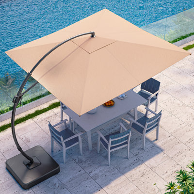 Parasol de patio en porte-à-faux carré 10 'avec rotation à 360 ° et base