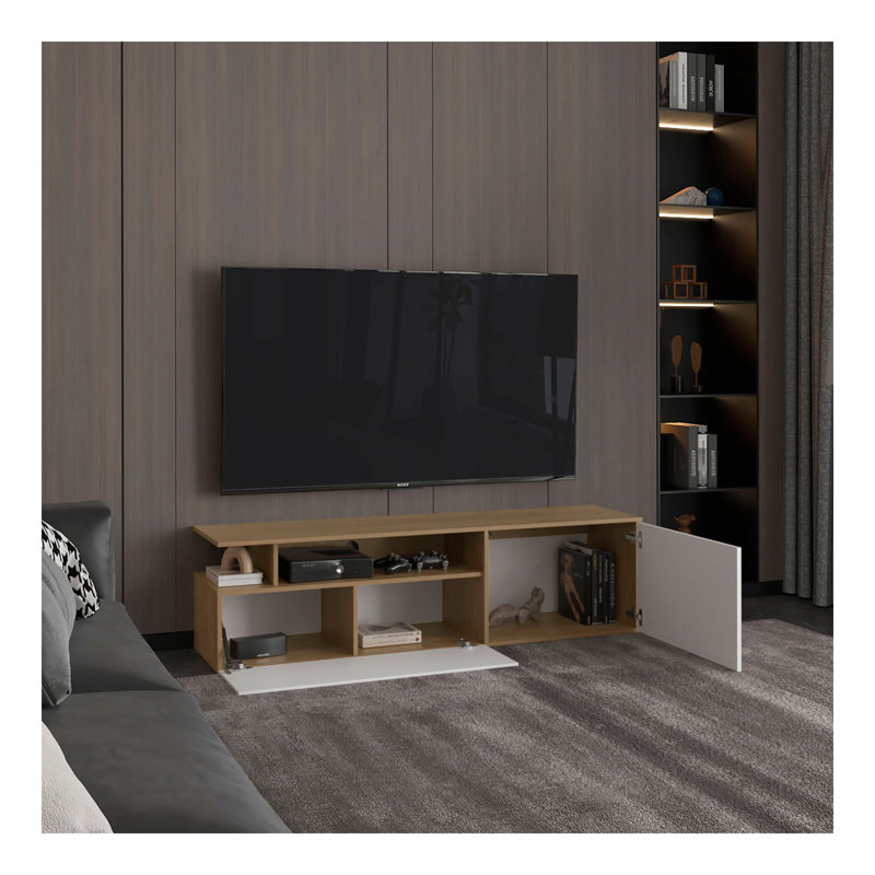 Meuble télé 60 po, 2 portes, 4 tablettes