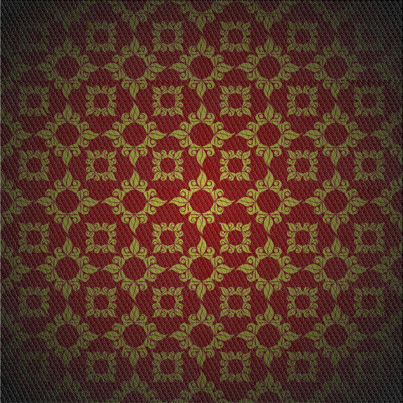 Tapis rouge/noir/jaune tissé à la machine, Carré 8 pi