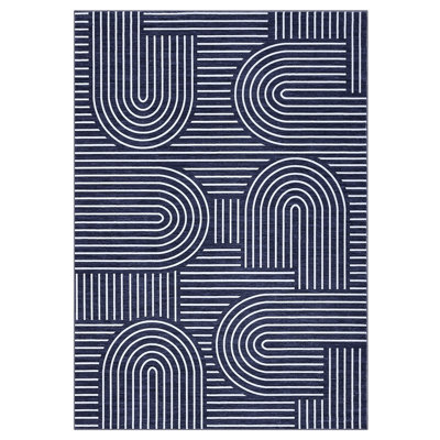 Modern Rainbow Striped Machine Washable Rug Stain Resistant Easy Cleaning Indoor Carpet With Non-Slip Backing Low Pile Floor Cover Non Shedding Folding Rug
