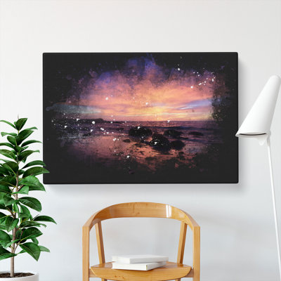 Purple Beach Sunset - Wrapped Canvas