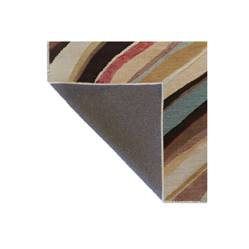 Tapis multicolore à rayures abstraites et ondulées, Rectangle 3 pi 3 po x 4 pi 11 po