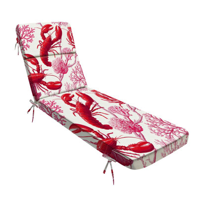  Coussin de patio pour l'extérieur 3 po Corail de homard tropical tropical blanc et blanc