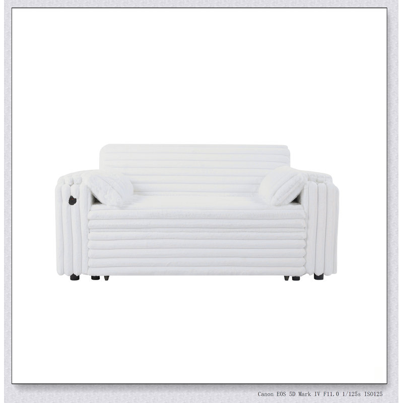 NEW Loveseat Sleeper Sofa with Storage Armrest and USB Port, Perfect for Guest Accommodation and Space Efficiency