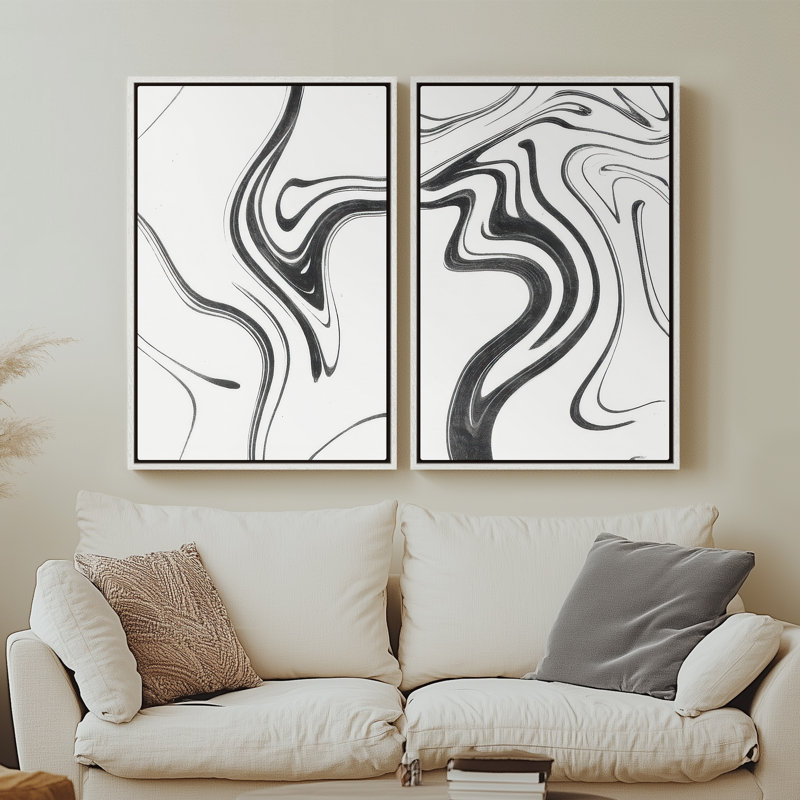 Art mural encadré sur toile, rétro muraux abstraits pour chambre à coucher, H 36 po x l 24 po, Blanc