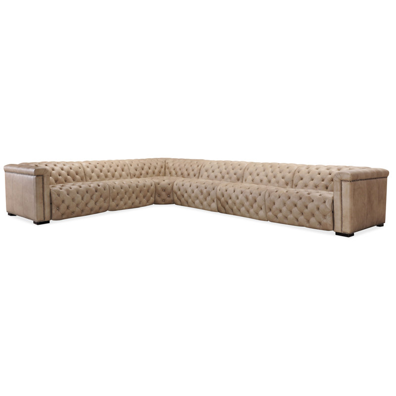 MS Upholstered Power Reclining L-Shaped Sectional Left Hand Facing, Bellagio Gravel Leather