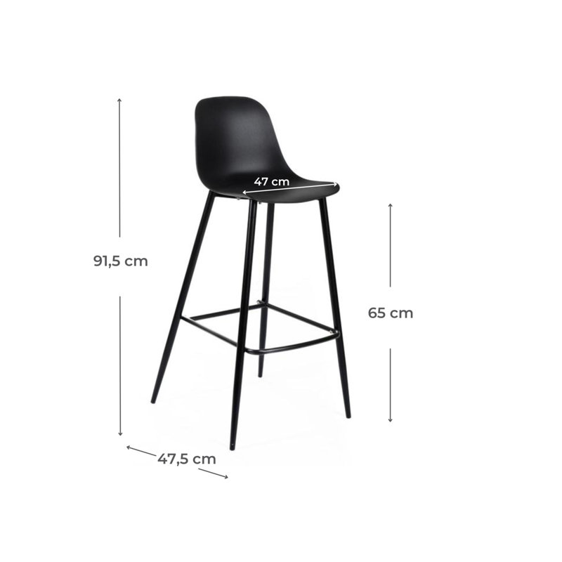 Dorchester Counter Stool with Metal Frame, Black