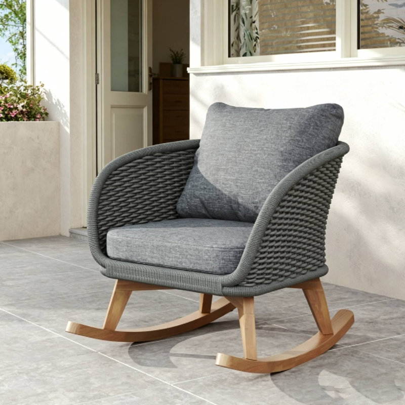Élégante chaise berçante idéale pour les chaises de jardin et les espaces extérieurs multiples, Gris