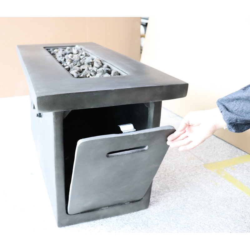 Concrete Outdoor Fire Pit With Propane/natural Gas, 24'' H, 50000 , Gray Modern Finish H Table, Rustproof, Look