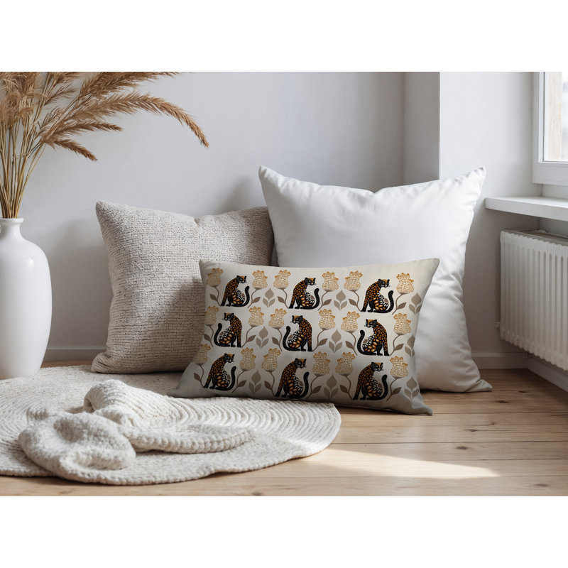 Coussin lombaire réversible intérieur / extérieur Hansa Leopard, Rectangle H 18 po x l 25 po, Orange