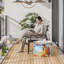 Repose-pieds ovale bleu-brun en métal rouillé-309772669
