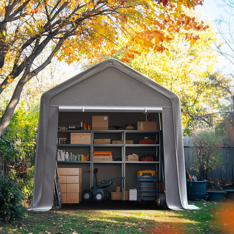 Abri d'auto Quictent 8x12FT avec fenêtres en filet enroulables et structure renforcée, H 90,96 po x l 96 po x P 240 po