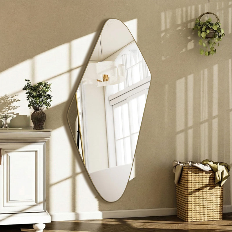 Miroir mural moderne or irrégulier L 47 po x l 20 po