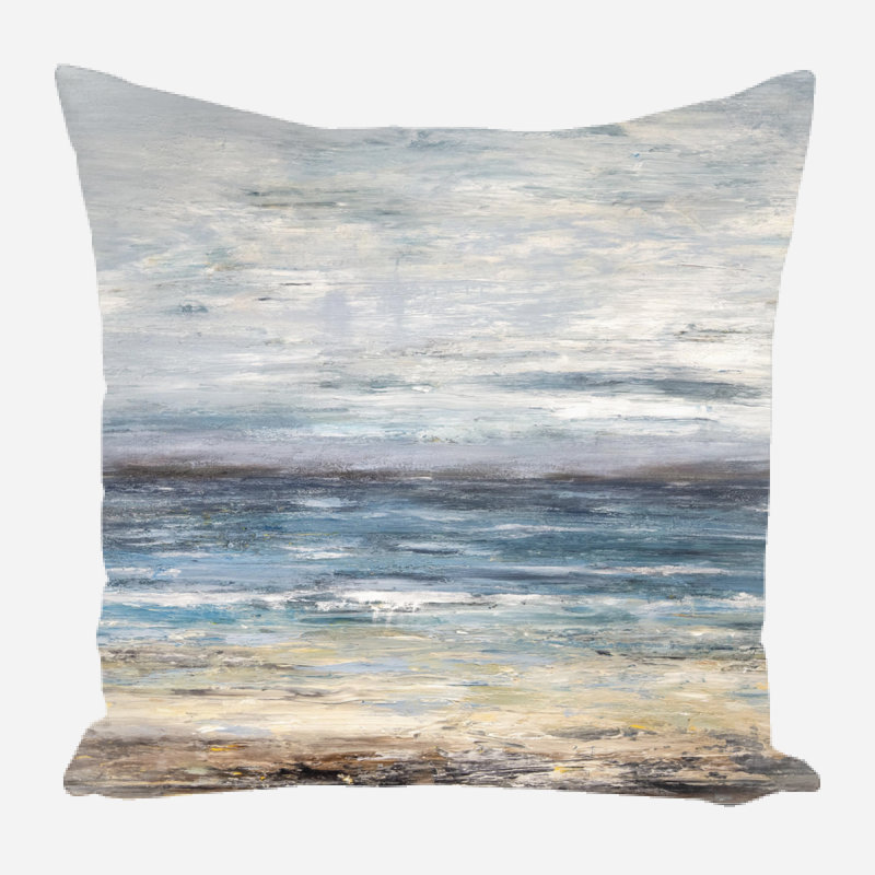 Linen Pillow Cover & Insert, 15" x 15", Square, Blue/Cream