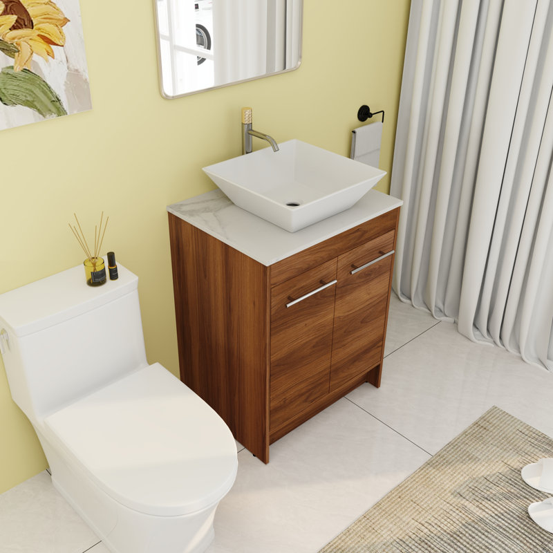 Meuble-lavabo simple 23,66 po avec comptoir en céramique
