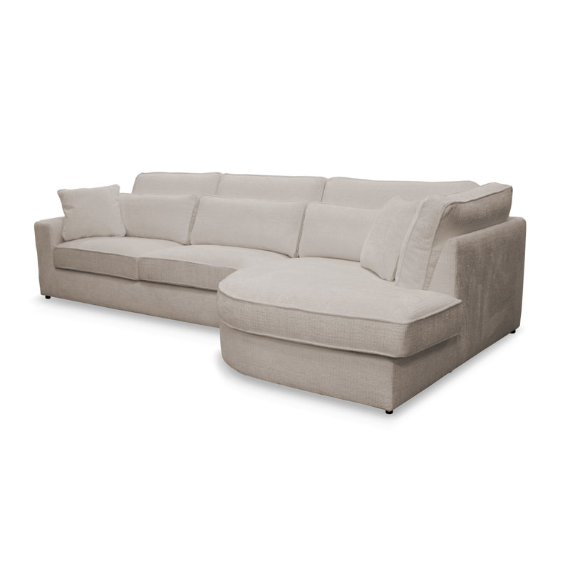 Bustamonte 4 Seater Corner Sofa , Cream -colored polyester, Right Hand Facing