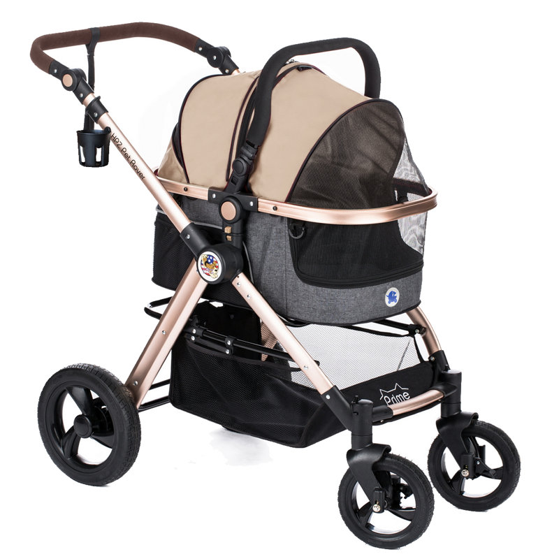 Poussette standard pliable avec transport amovible Pet Rover Prime, Taupe