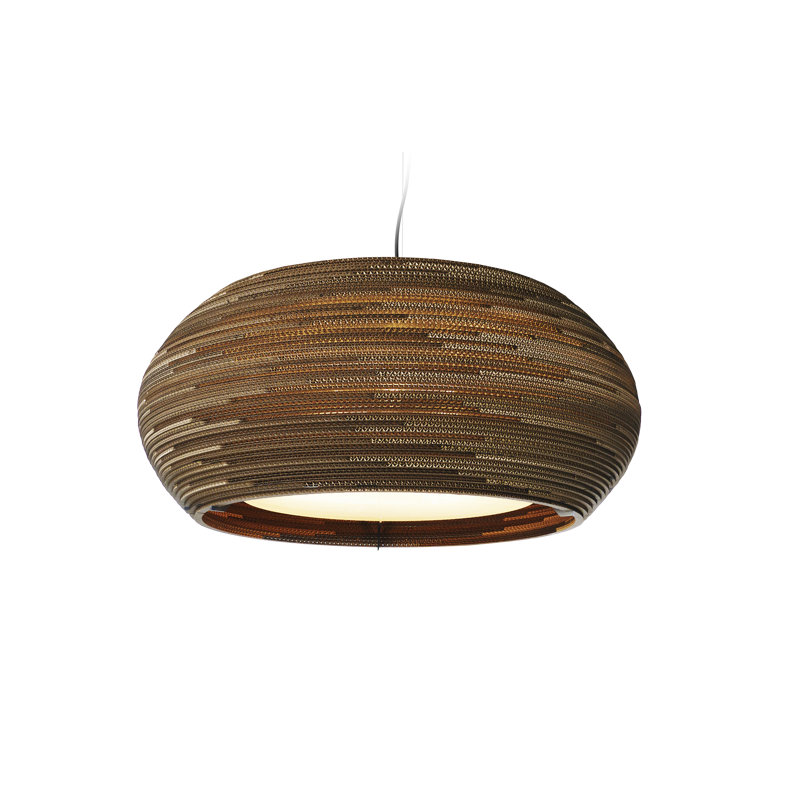 Scraplight Recycled Cardboard Pendant Light - Ohio, 60" H x 32" W x 32" D, Blonde