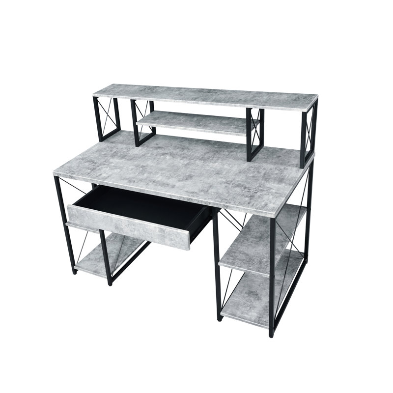 Bureau d'écriture gris polyvalent avec tablettes fixes - répondez à vos divers besoins de travail