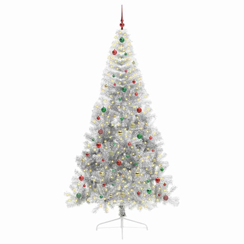  Artificial Pre-lit Christmas Tree PET, 7.87' H, Red/Green/Gold