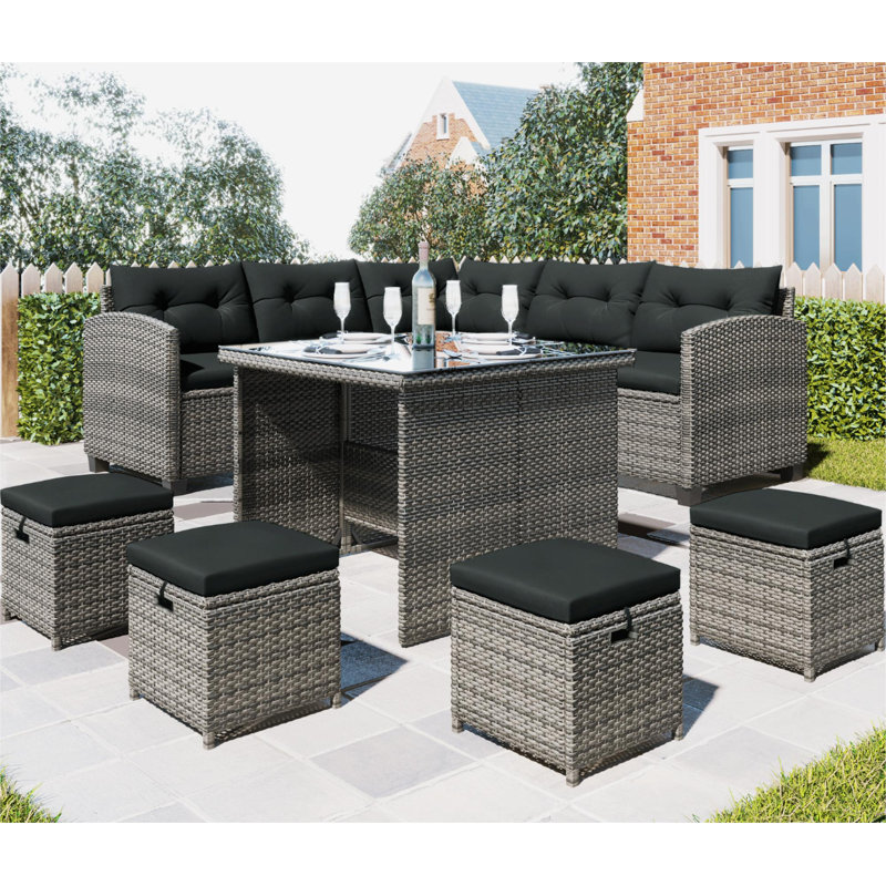 Christasia Rattan Wicker 8 - Person Seating Group with Cushions