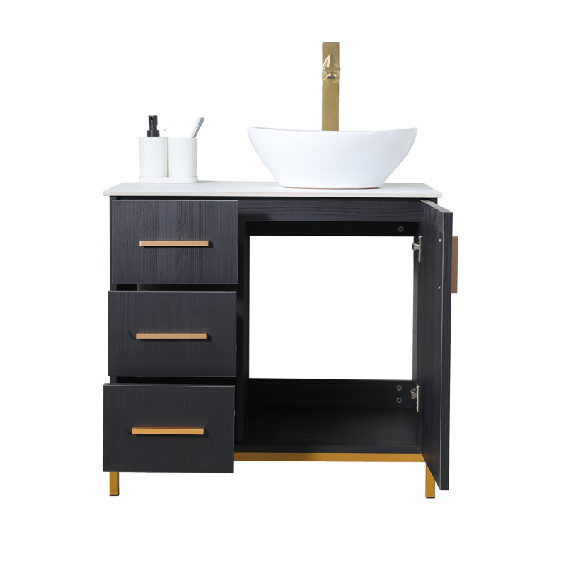 Meuble-lavabo moderne 30 po, Noir