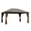 16 pi L 12 pi. D Pavillon de jardin en aluminium avec toit simple, rideaux et moustiquaire-123495086