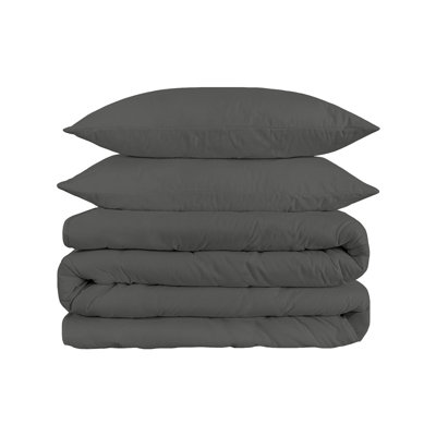 Ensemble de housse de couette lavable en mélange de coton 1500 fils Grey King