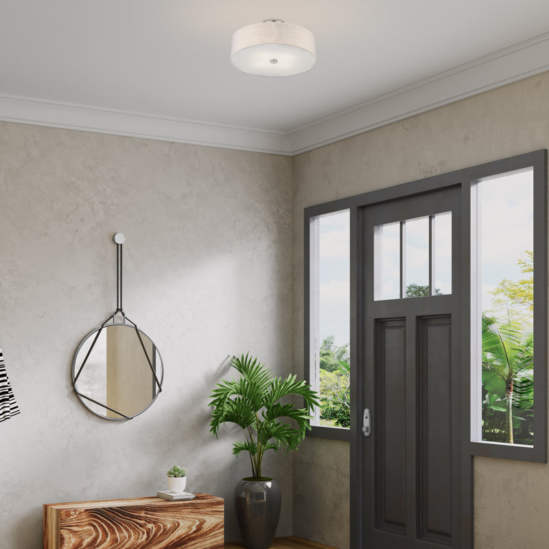 Flaire Linen Blend Semi Flush Mount, Brushed Nickel