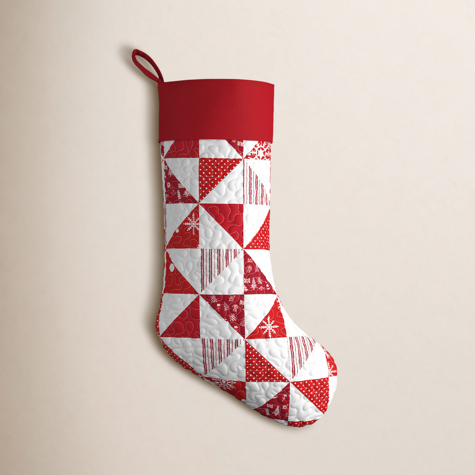 Mistletoe and Co. Quilted Triangles Stocking